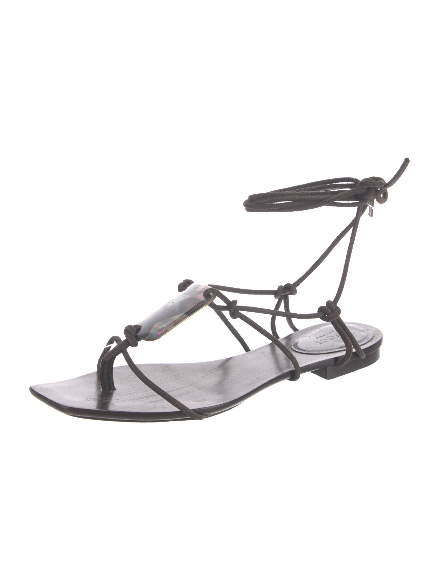 Gucci Leather T-Strap Sandals