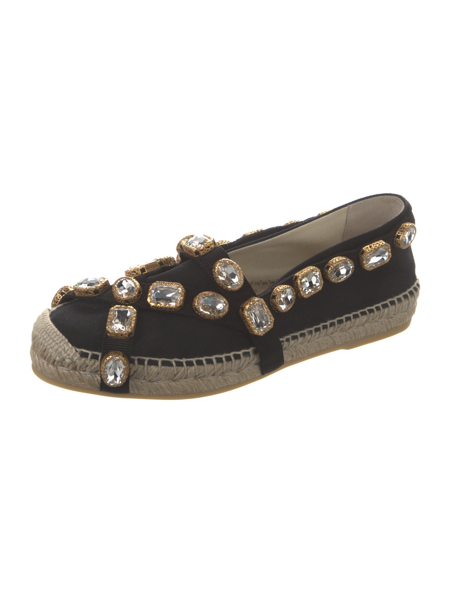 Gucci Canvas Crystal Embellishments Espadrilles