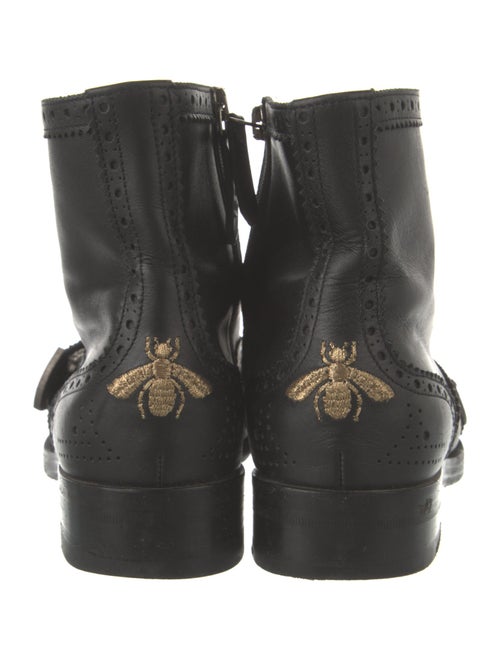 Gucci Bee Accent Leather Combat Boots