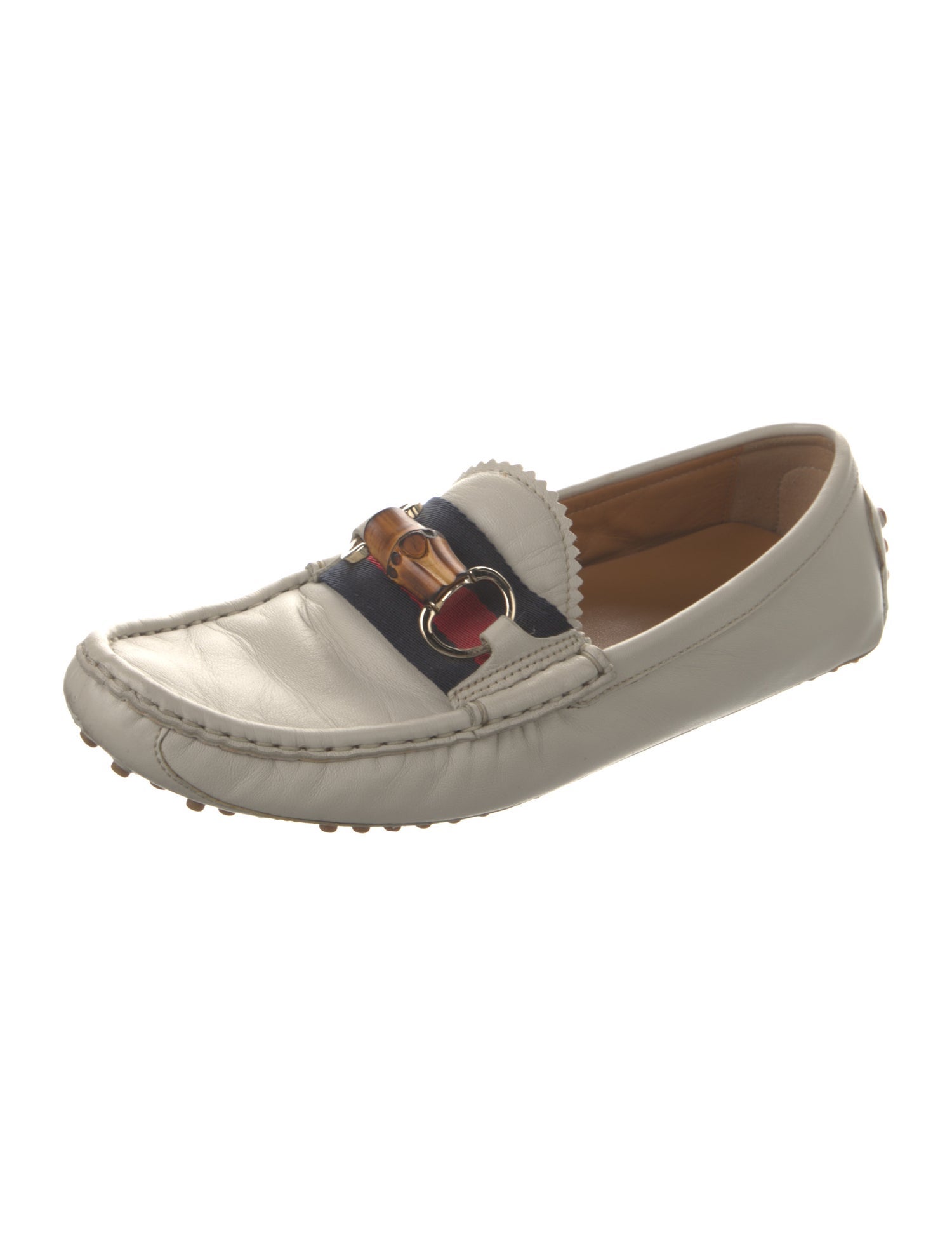 Gucci Sylvie Web Accent Leather Loafers