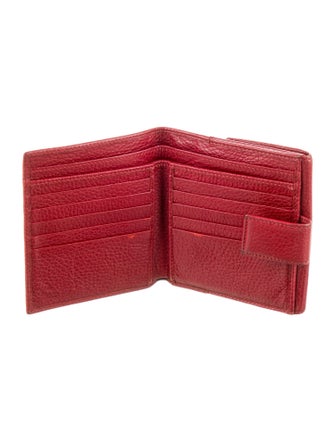 Gucci Double G Logo Leather Compact Wallet