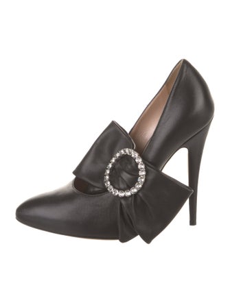 Gucci Leather Bow Accents D'Orsay Pumps