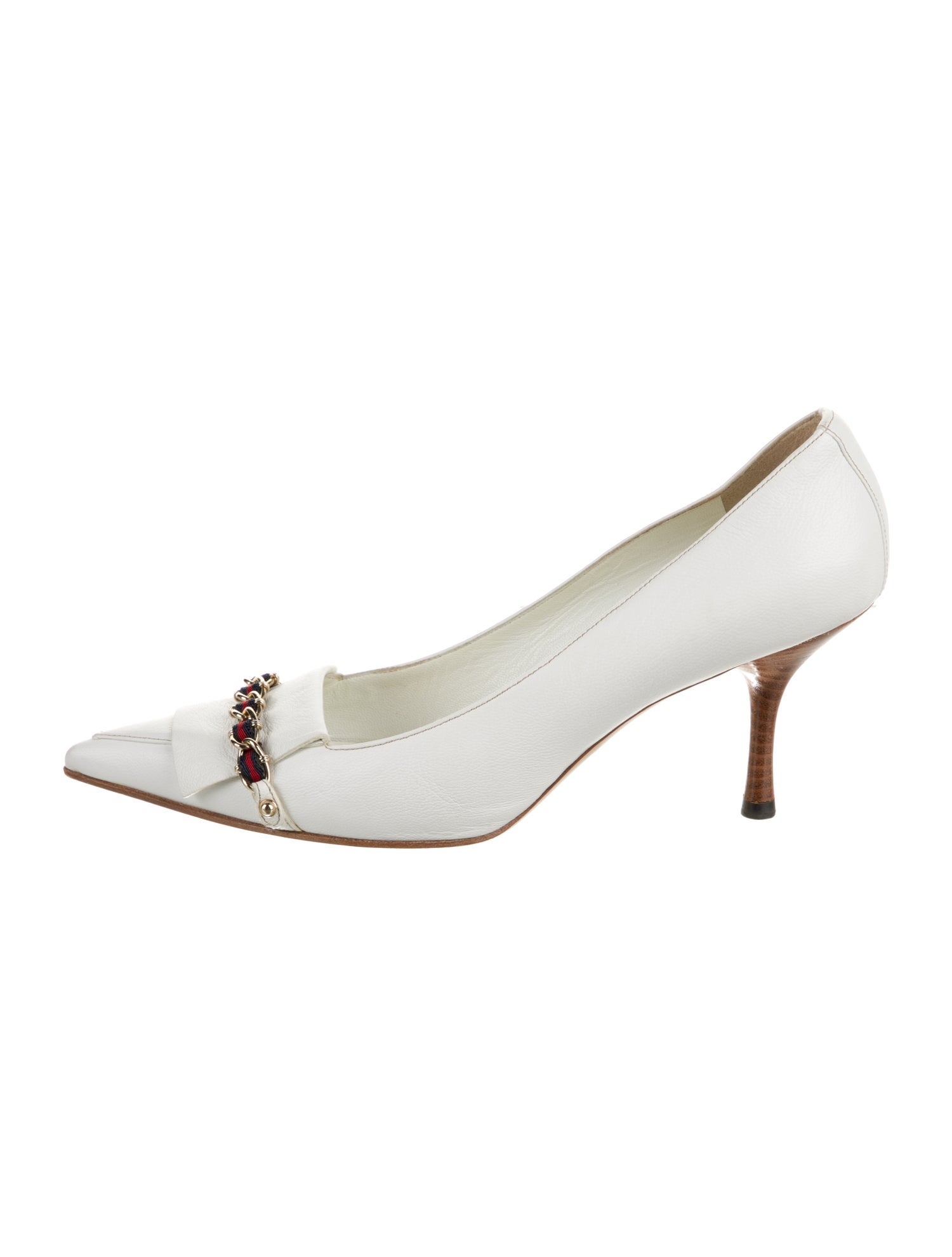 Gucci Sylvie Web Accent Leather Pumps