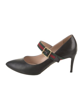 Gucci Web Accent Leather Pumps