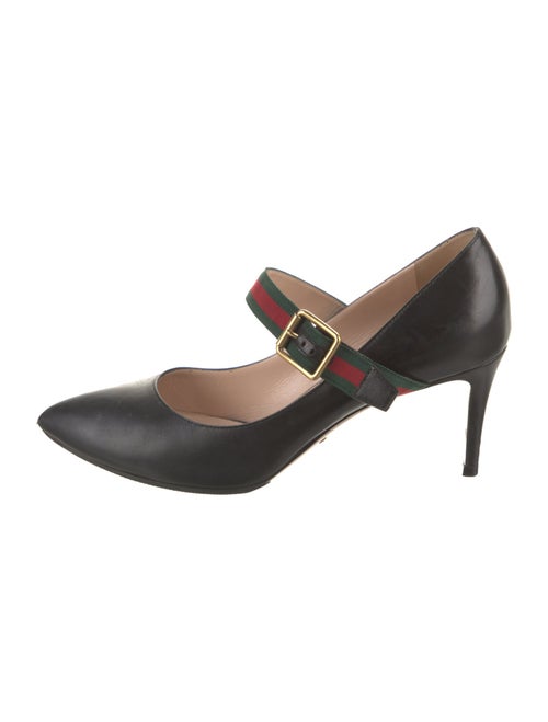 Gucci Web Accent Leather Pumps