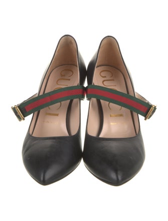 Gucci Web Accent Leather Pumps