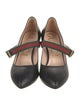 Gucci Web Accent Leather Pumps