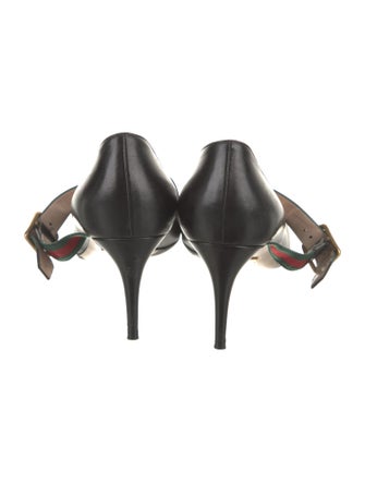 Gucci Web Accent Leather Pumps