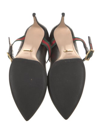 Gucci Web Accent Leather Pumps