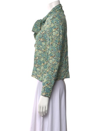 Gucci Floral Print Mock Neck Blouse