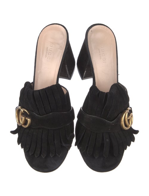 Gucci Double G Logo Suede Slides