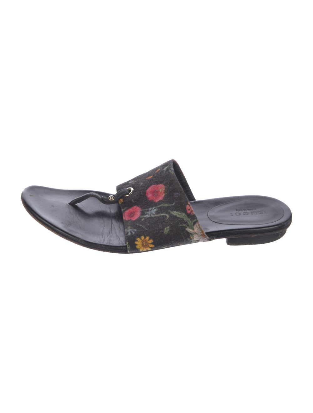 Gucci Canvas Slides Black Flora Print - image 1