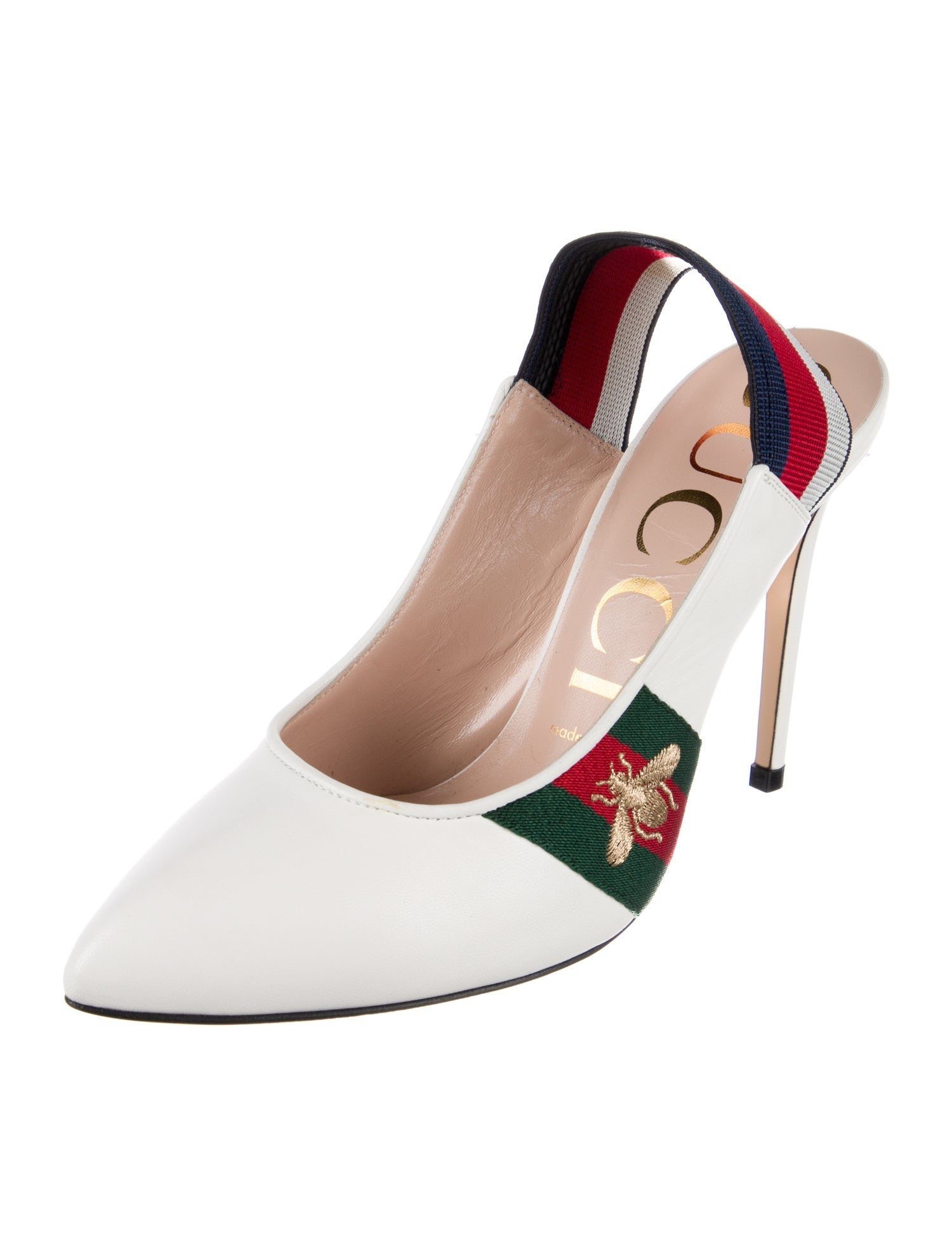 Gucci Leather Colorblock Pattern Slingback Pumps