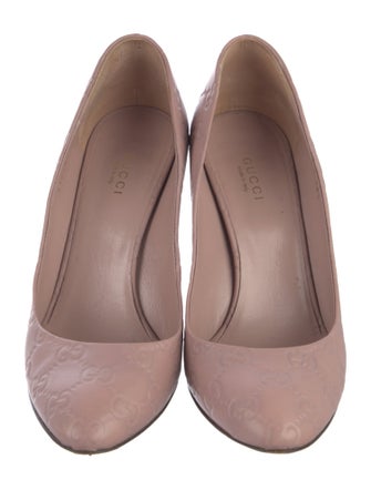 Gucci Horsebit Accent Embossed Leather Pumps