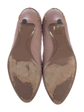 Gucci Horsebit Accent Embossed Leather Pumps