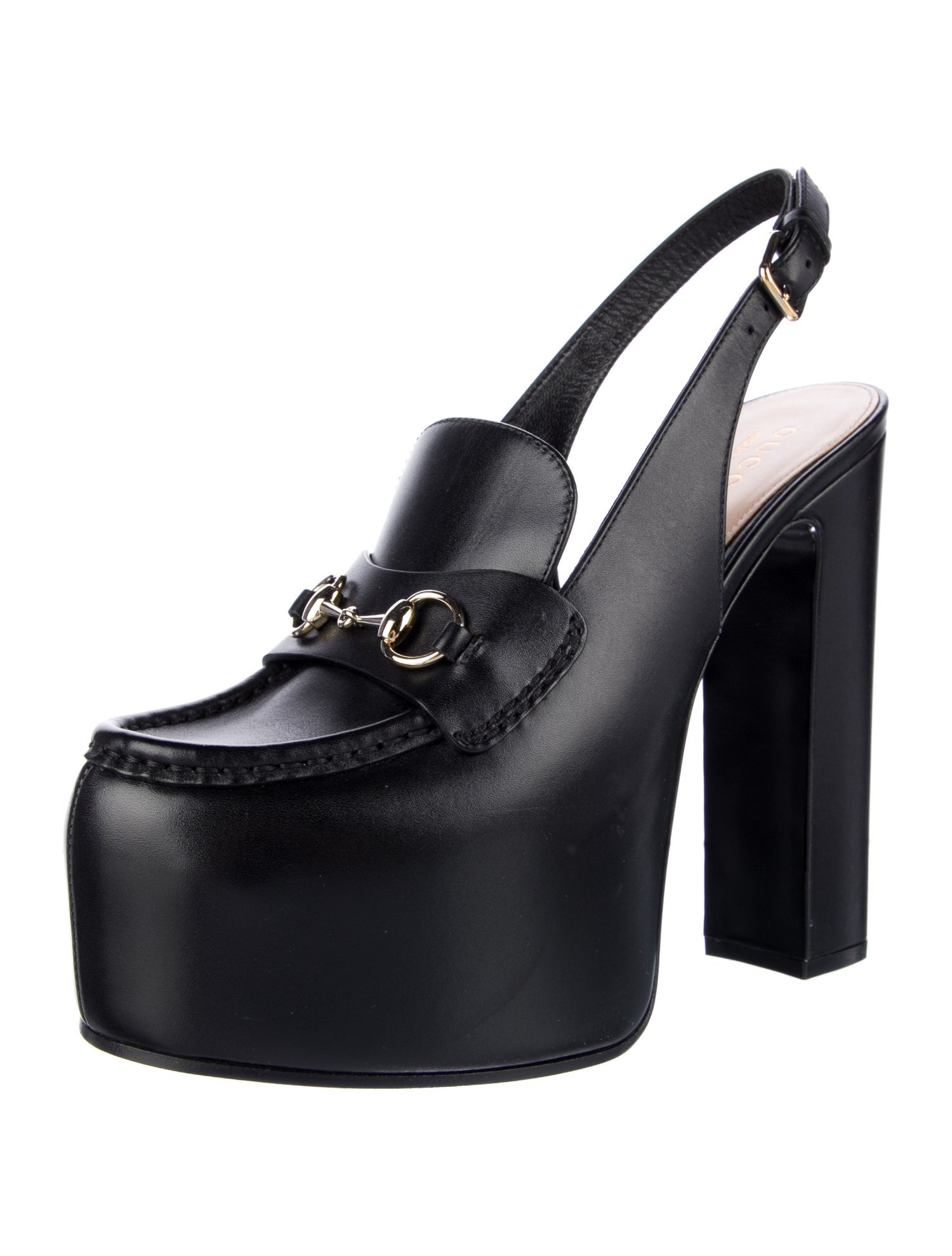 Gucci Horsebit Accent Leather Slingback Pumps