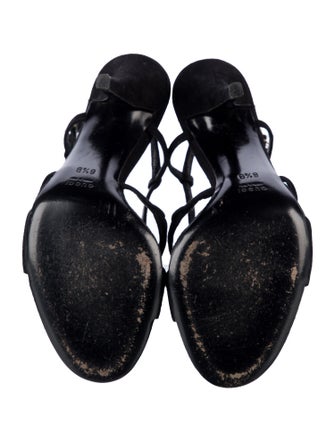 Gucci Bamboo Accent Suede Slingback Sandals