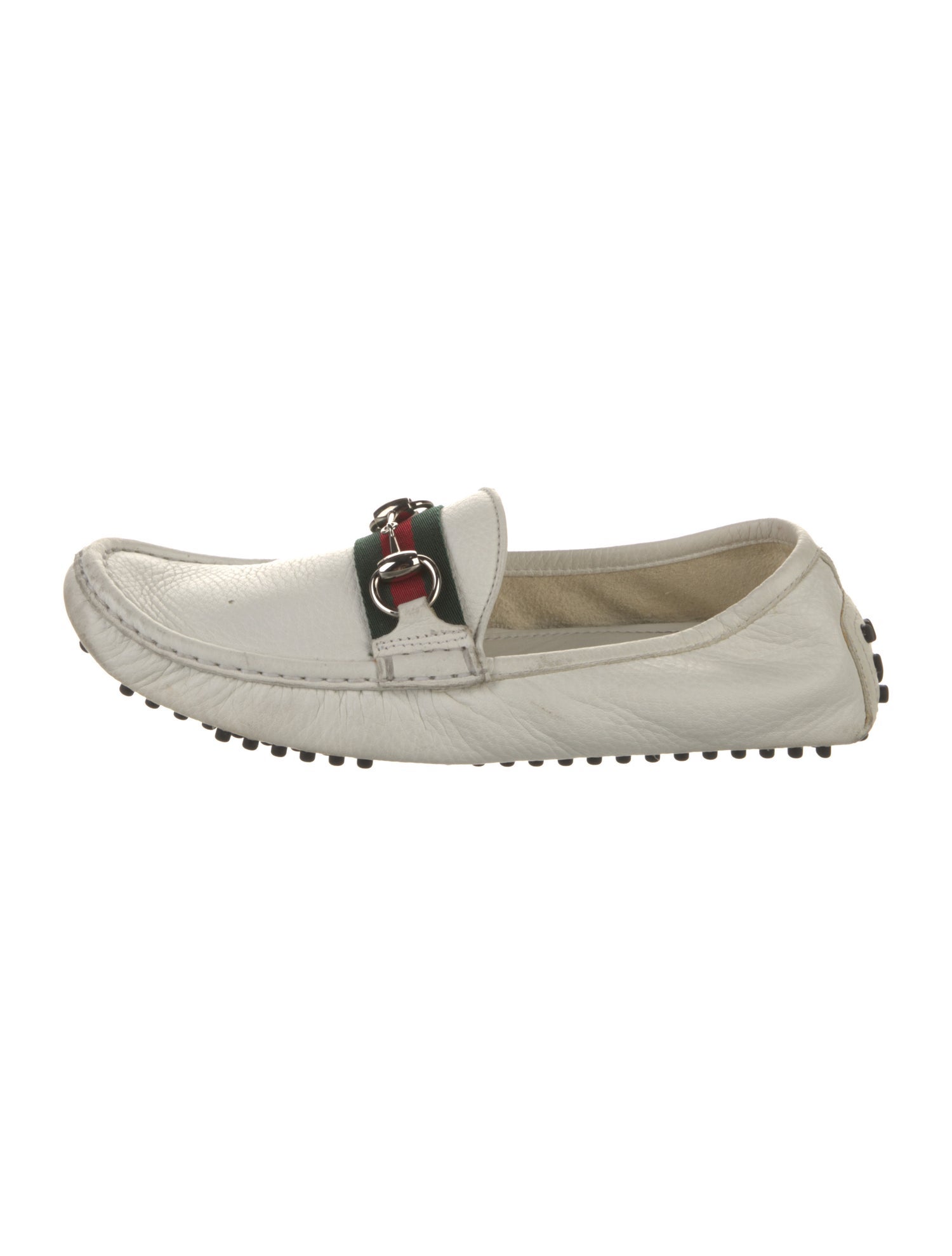 Gucci Web Accent Leather Loafers