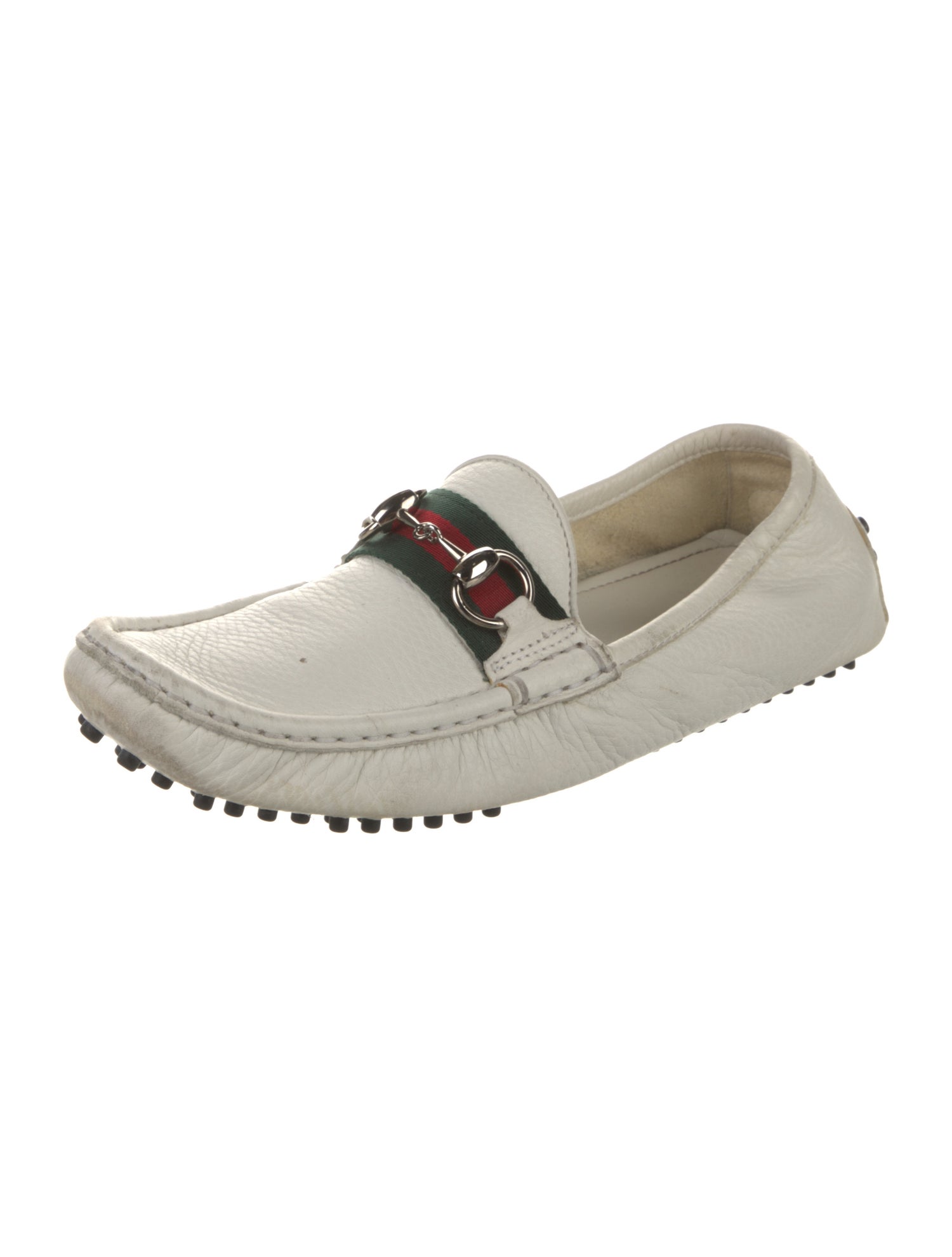 Gucci Web Accent Leather Loafers