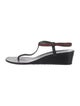 Gucci Web Accent Leather T-Strap Sandals