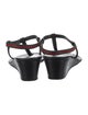 Gucci Web Accent Leather T-Strap Sandals