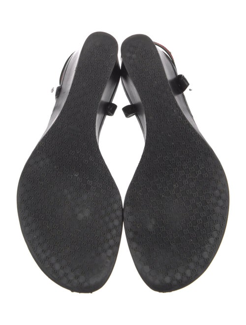 Gucci Web Accent Leather T-Strap Sandals