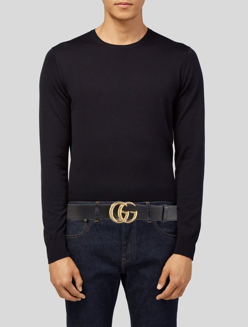 Gucci Double G Logo Leather Waist Belt