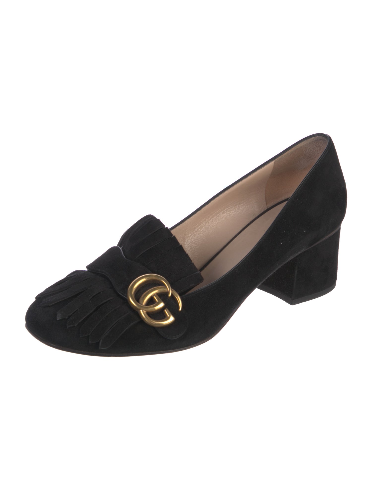 Gucci Double G Logo Suede Pumps