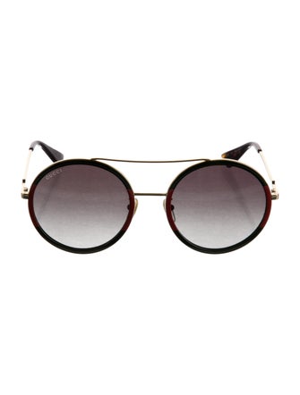 Gucci Web Accent Round Sunglasses