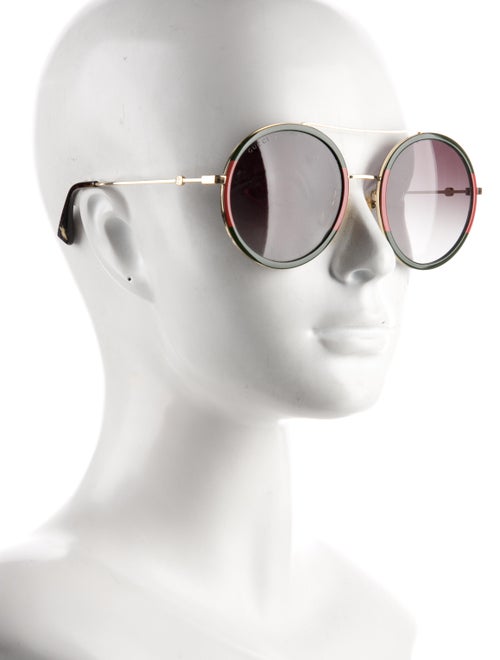 Gucci Web Accent Round Sunglasses