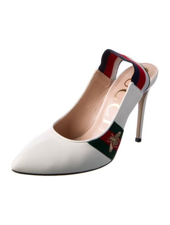Gucci Web Accent Leather Slingback Pumps