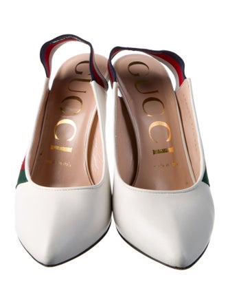 Gucci Web Accent Leather Slingback Pumps