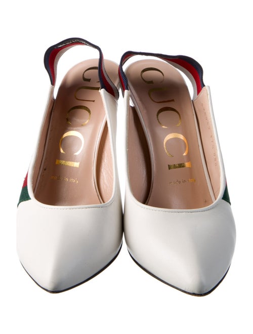 Gucci Web Accent Leather Slingback Pumps