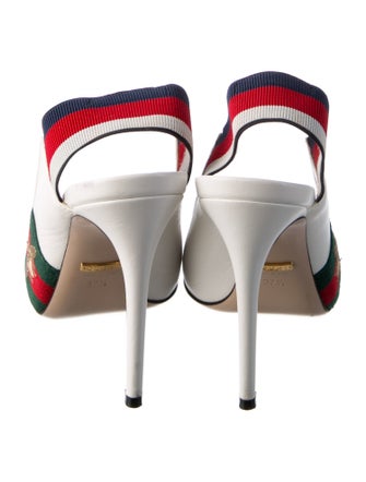 Gucci Web Accent Leather Slingback Pumps