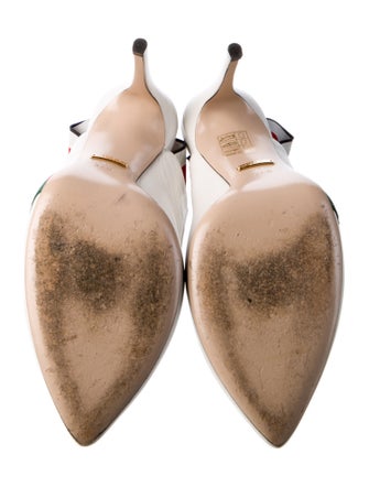 Gucci Web Accent Leather Slingback Pumps