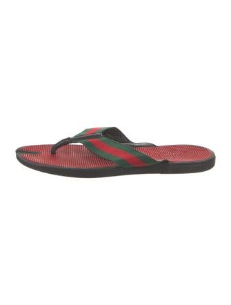 Gucci Web Accent Canvas Flip Flops