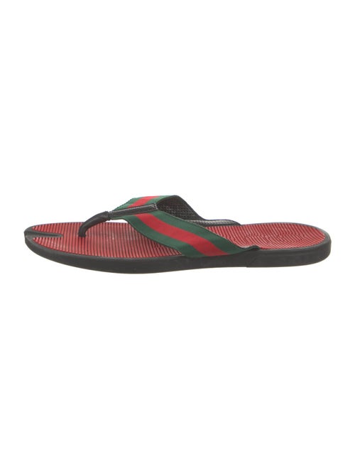 Gucci Web Accent Canvas Flip Flops