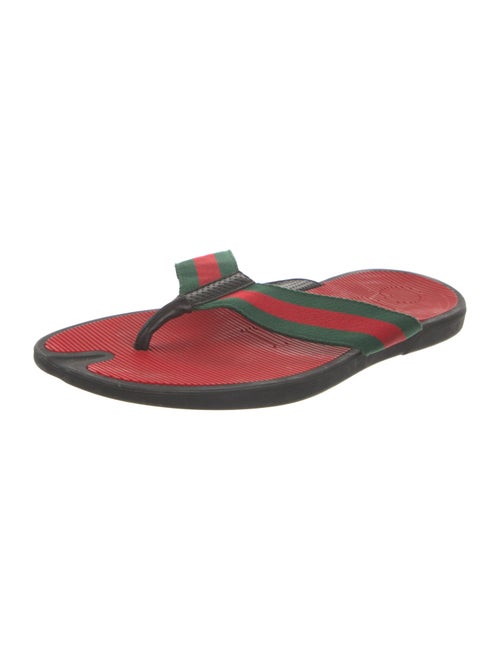 Gucci Web Accent Canvas Flip Flops