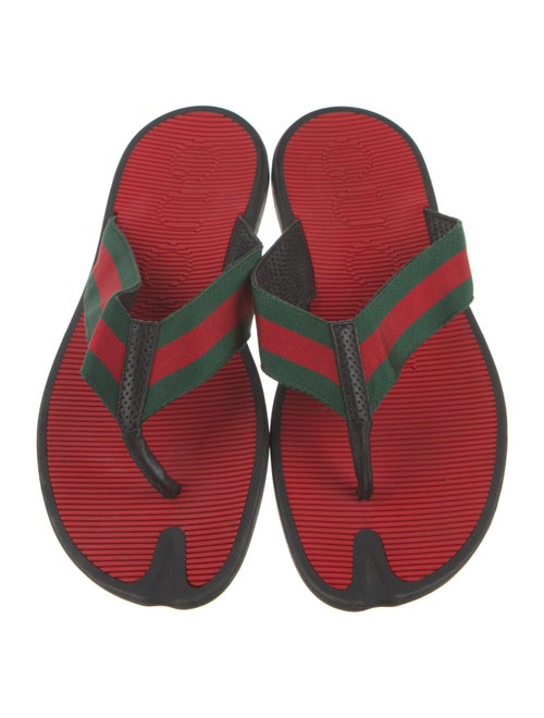 Gucci Web Accent Canvas Flip Flops