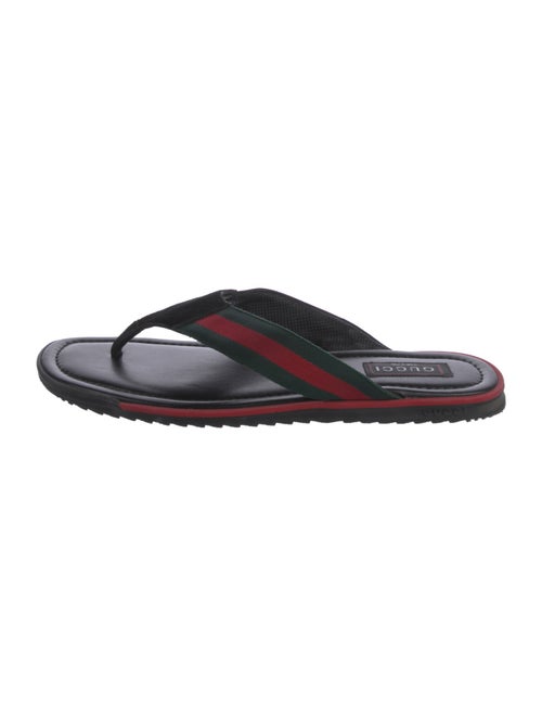 Gucci Sylvie Web Accent Leather Flip Flops