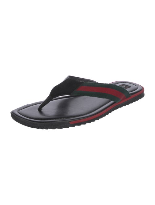 Gucci Sylvie Web Accent Leather Flip Flops