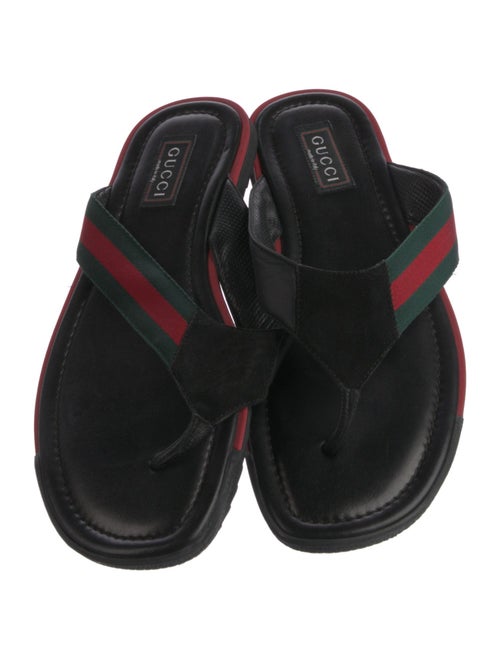 Gucci Sylvie Web Accent Leather Flip Flops