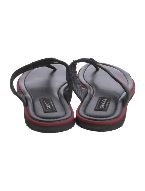 Gucci Sylvie Web Accent Leather Flip Flops