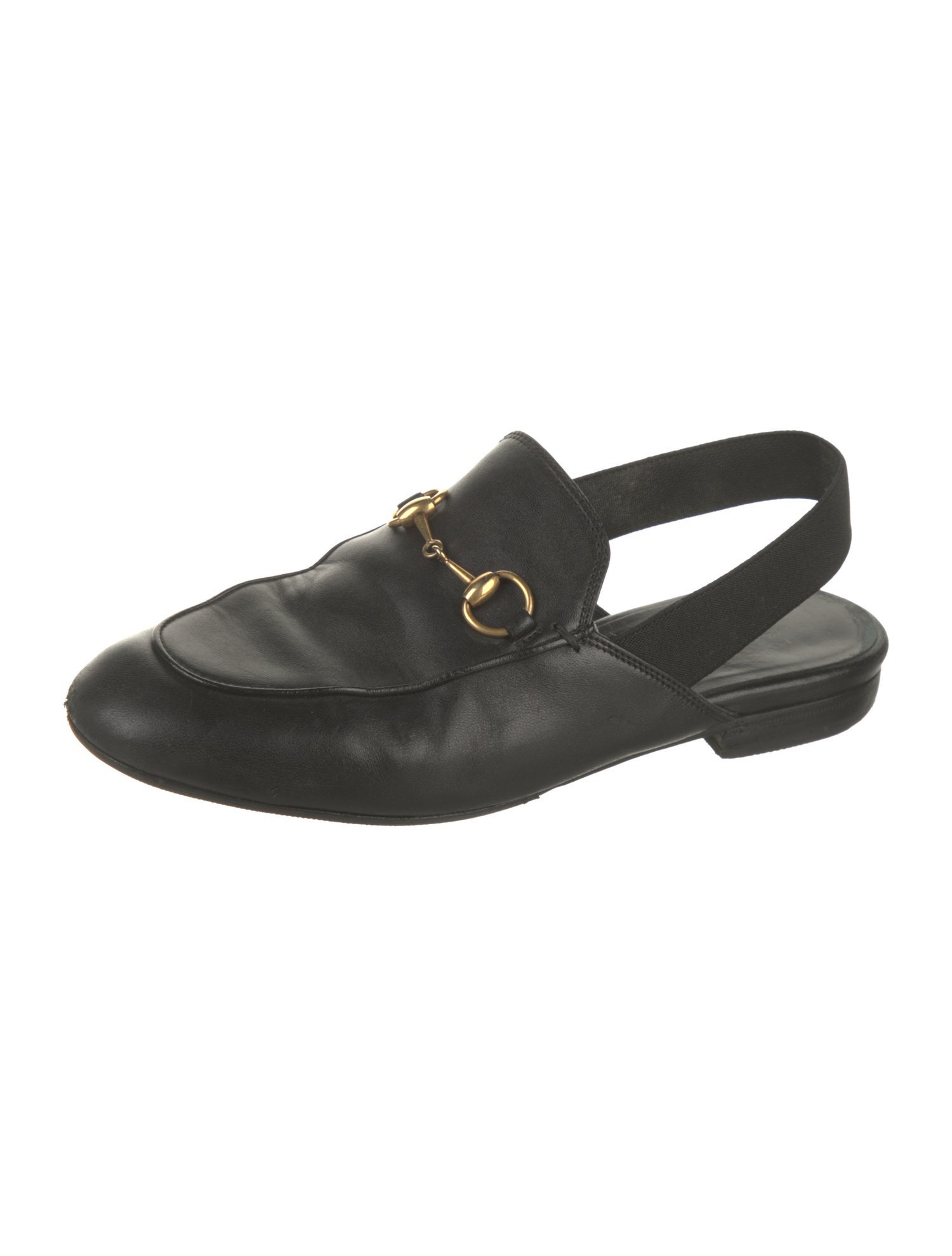 Gucci Horsebit Accent Leather Slingback Flats