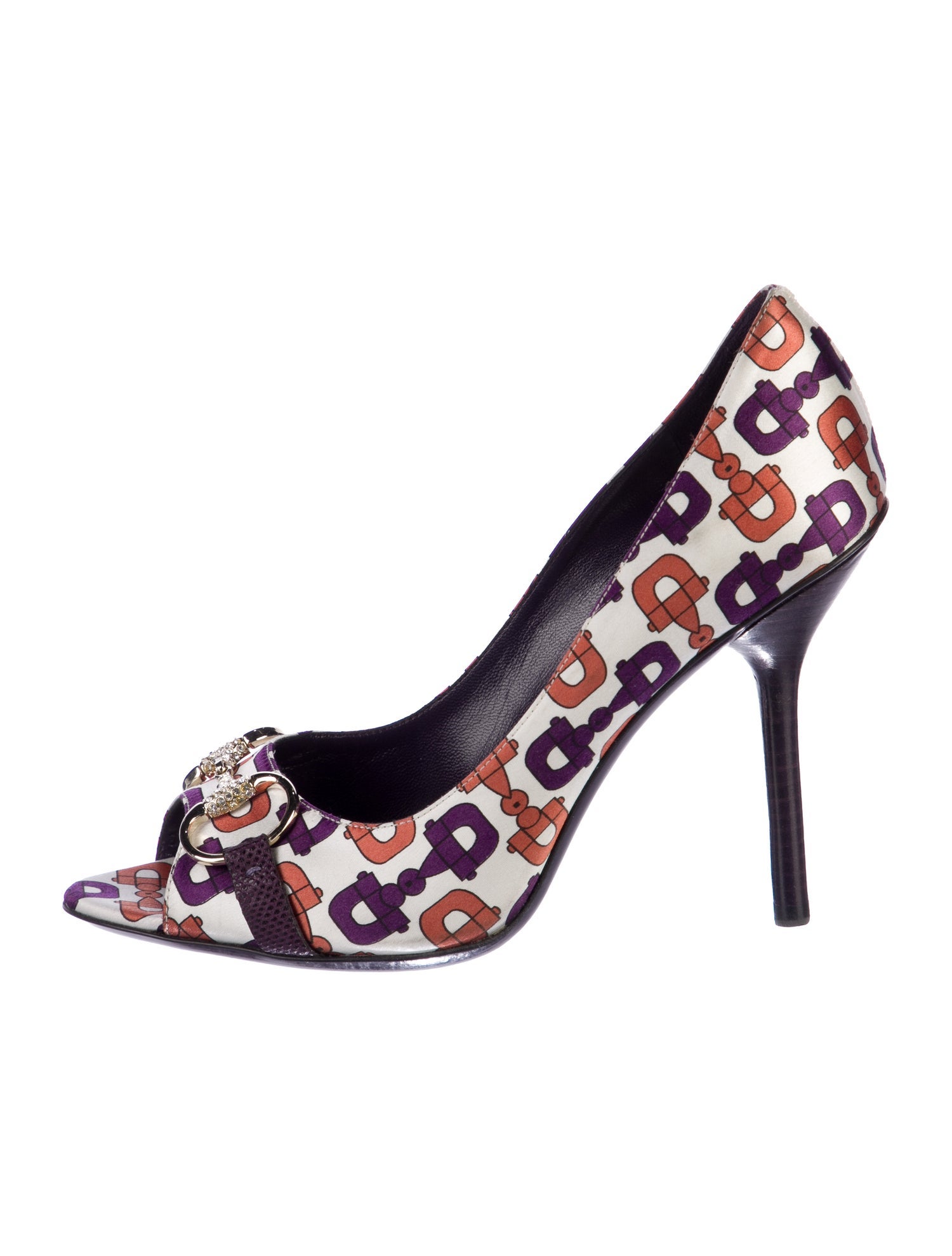 Gucci Horsebit Accent Satin Pumps