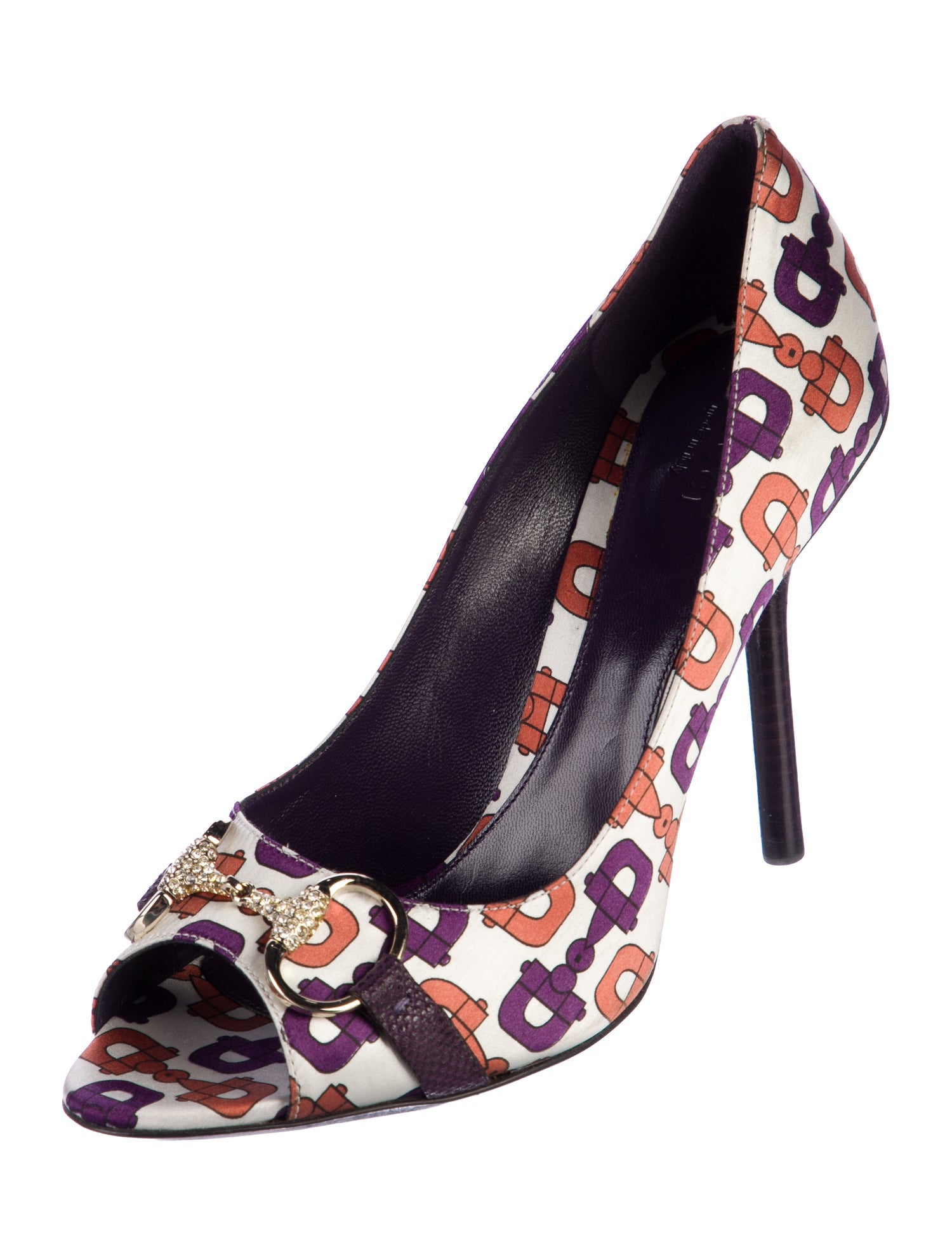 Gucci Horsebit Accent Satin Pumps