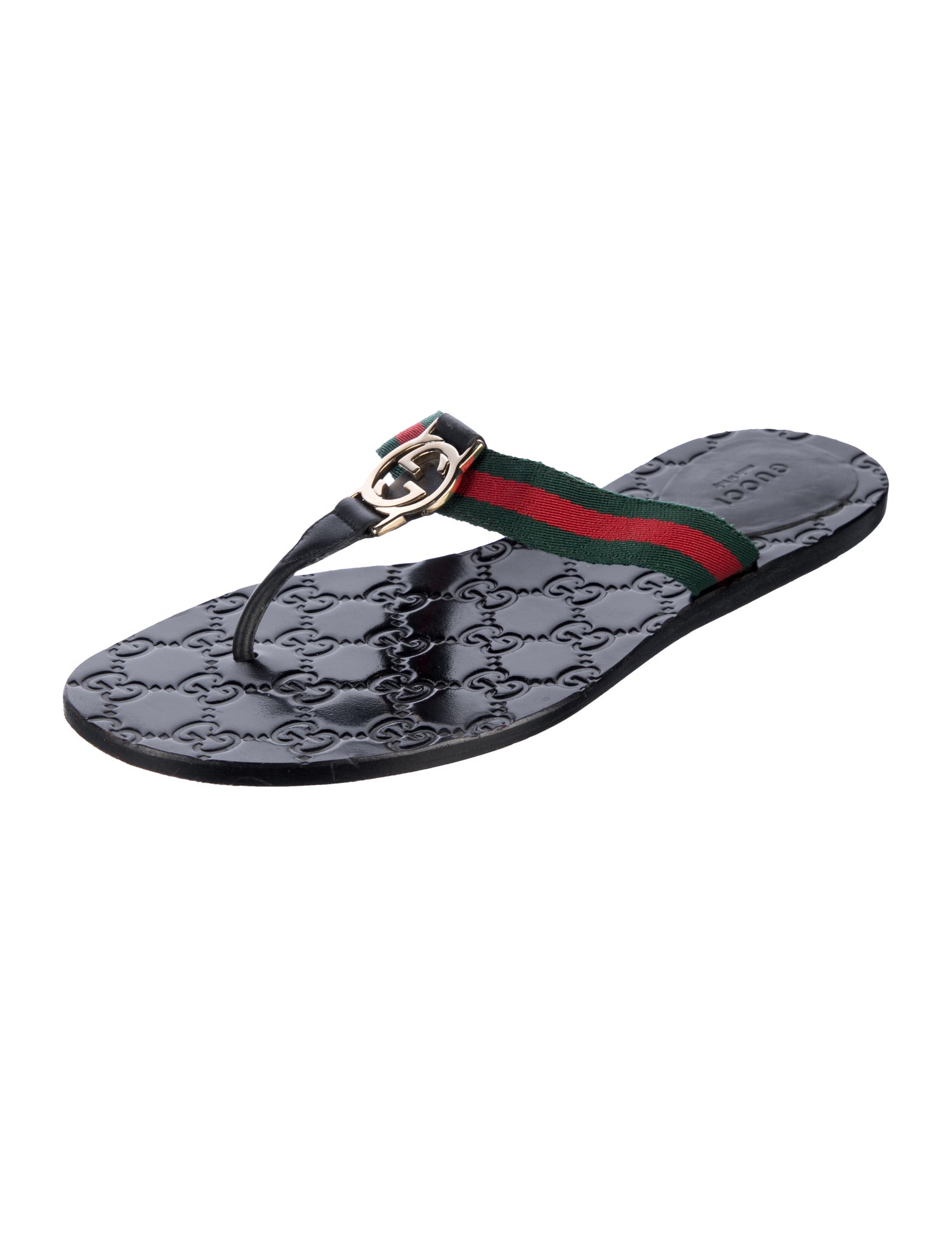 Gucci Web Accent Flip Flops