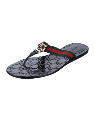 Gucci Web Accent Flip Flops