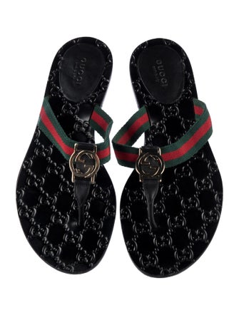 Gucci Web Accent Flip Flops