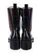 Gucci Web Accent Leather Combat Boots